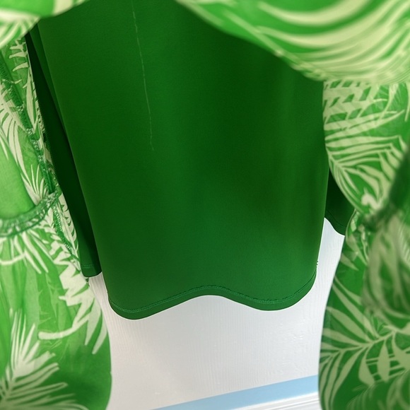 Julia Jordan - Bold Green Palm Leaf Pattern Sleeveless Tiered Maxi Dress SZ 10 - Picture 6 of 10